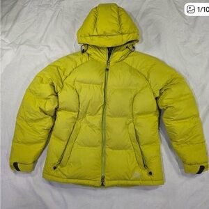 Yellow LL bean goose down puffer Jacket women wind stopper